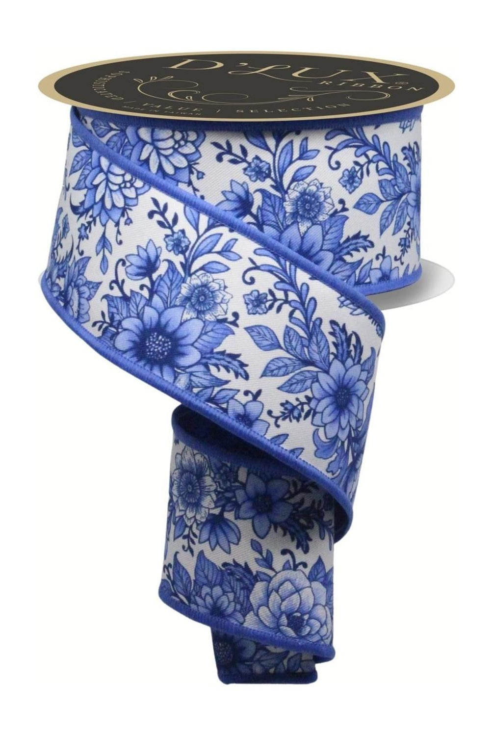 2.5" Chinoiserie Fused Ribbon: Blue (10 Yards)