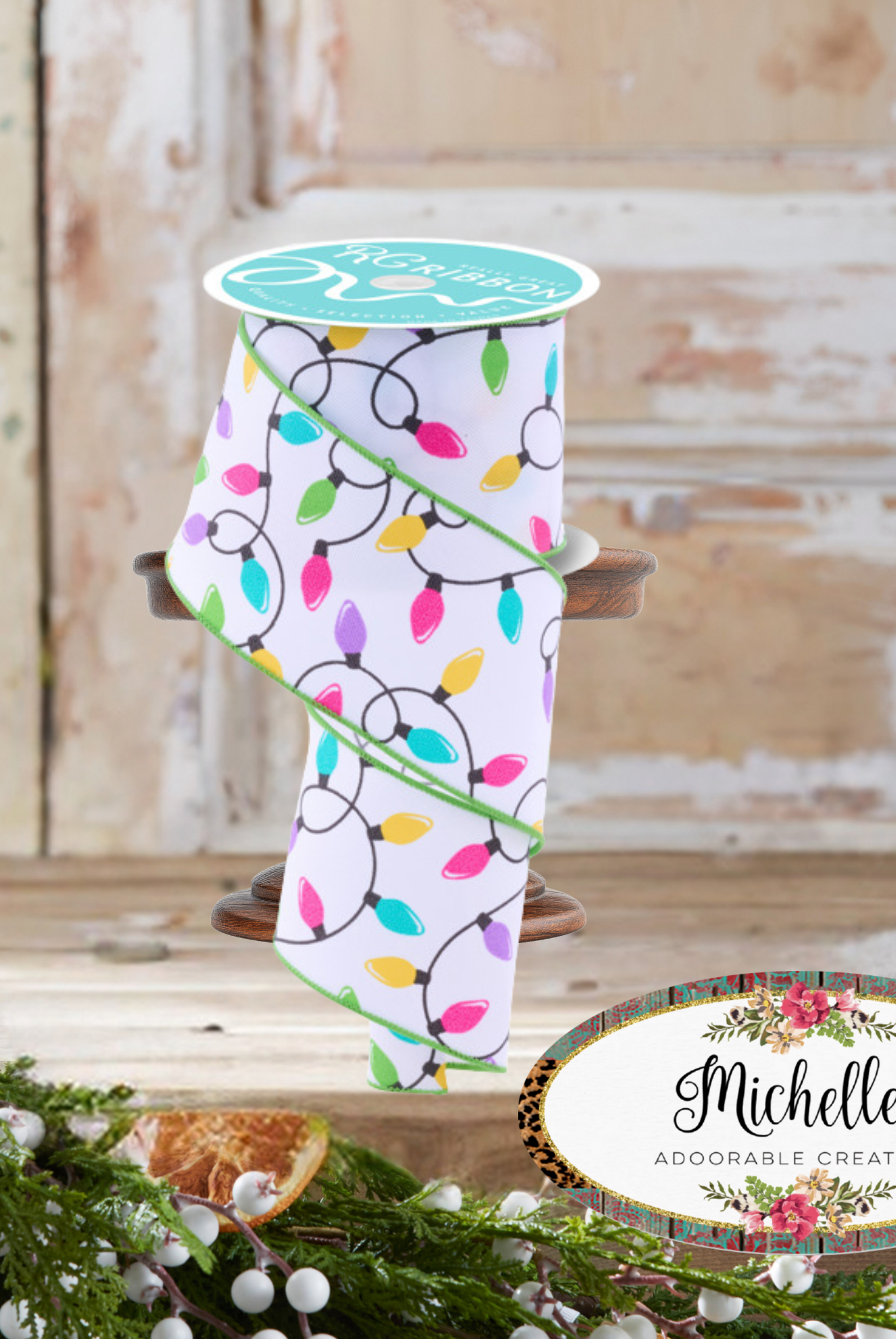 Shop For 2.5" Christmas Lights Ribbon: Pastel (10 Yards)