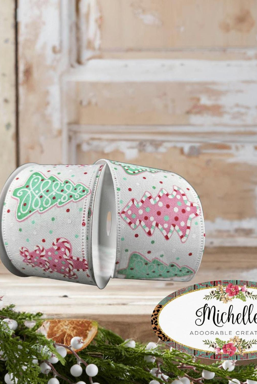 2.5" Christmas Sprinkle Cookies Ribbon: White