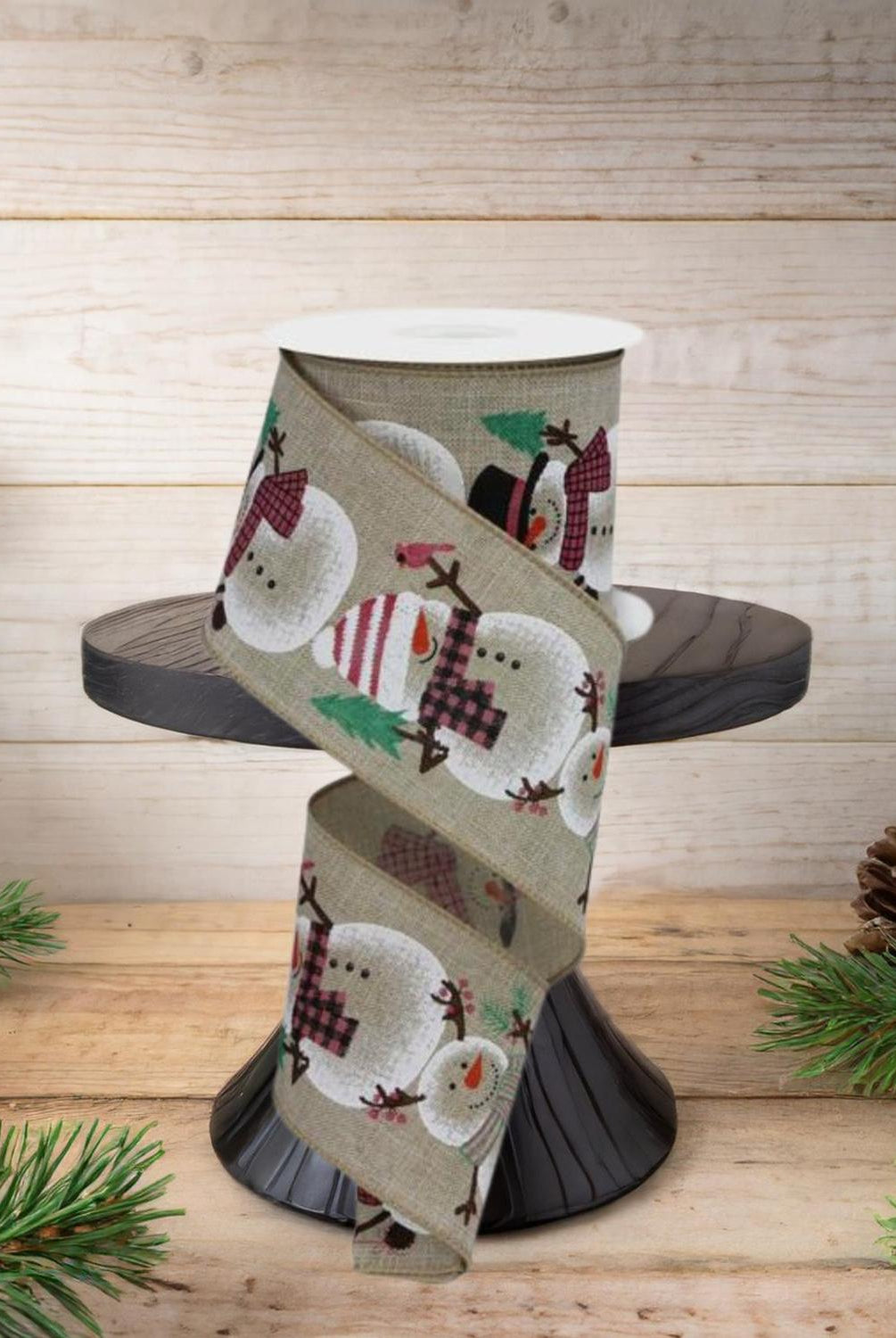 2.5" Chubby Snowman Ribbon: Natural (10 Yards)