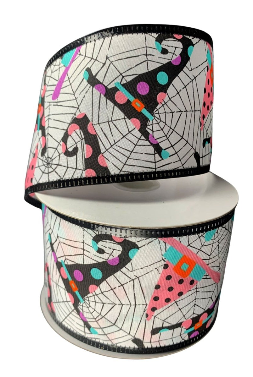 Shop For 2.5" Cobwebs and Witch Hats Ribbon: White (10 Yards)