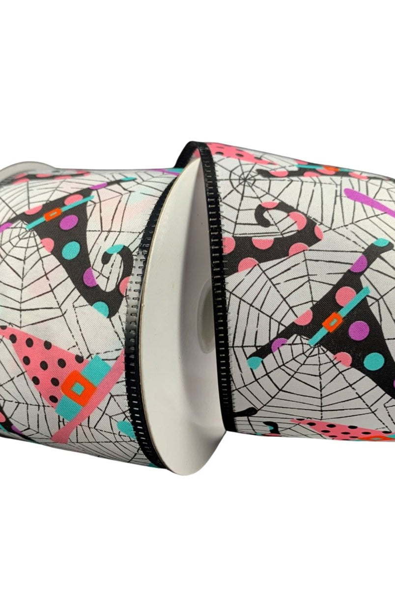 Shop For 2.5" Cobwebs and Witch Hats Ribbon: White (10 Yards)