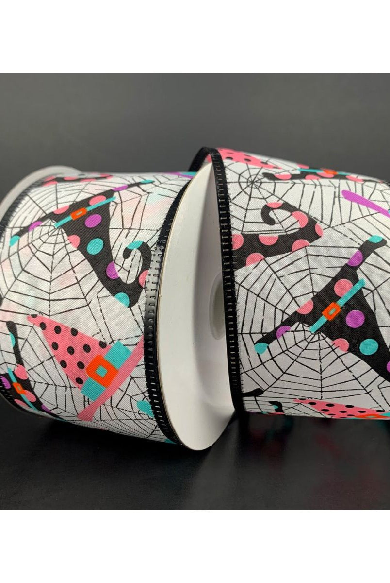 Shop For 2.5" Cobwebs and Witch Hats Ribbon: White (10 Yards) at Michelle's aDOORable Creations