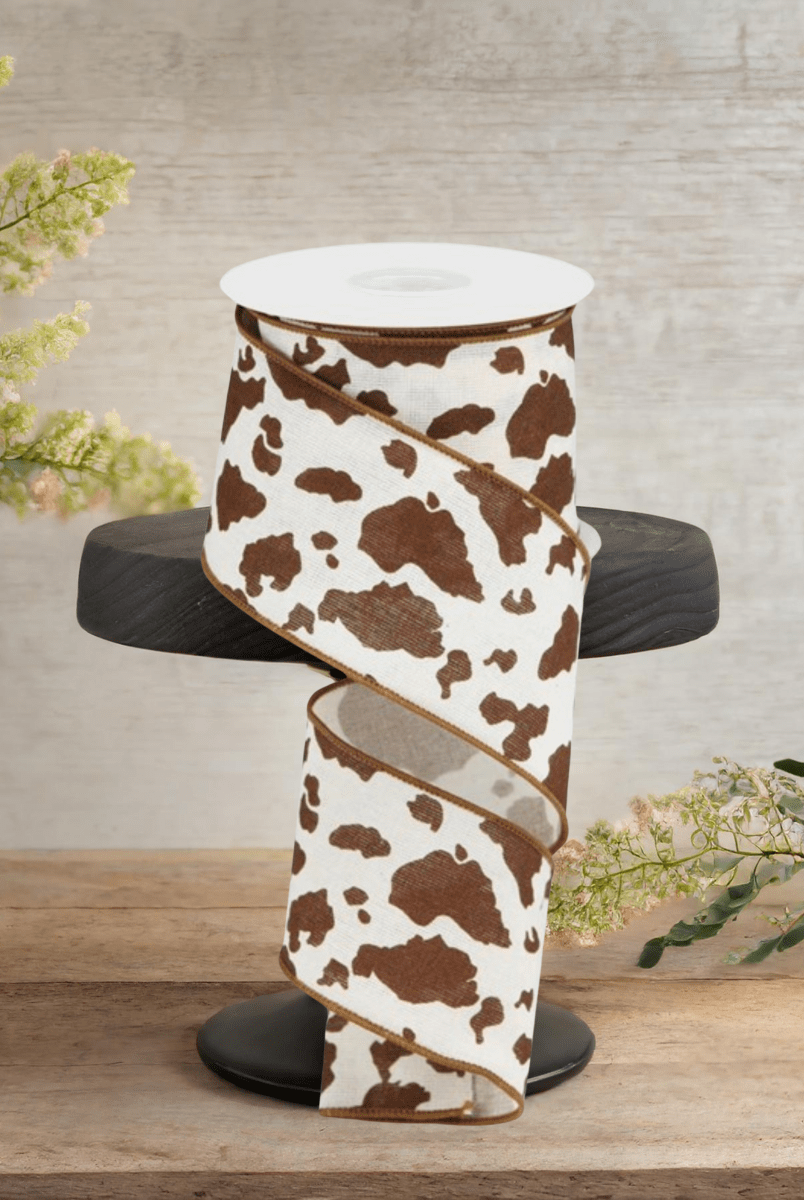 Shop For 2.5" Cowhide Print Ribbon: Brown & White (10 Yards)