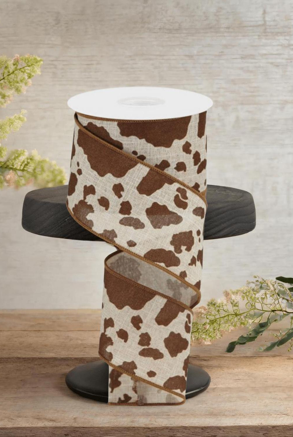 Shop For 2.5" Cowhide Print Ribbon: Natural & Brown (10 Yards)