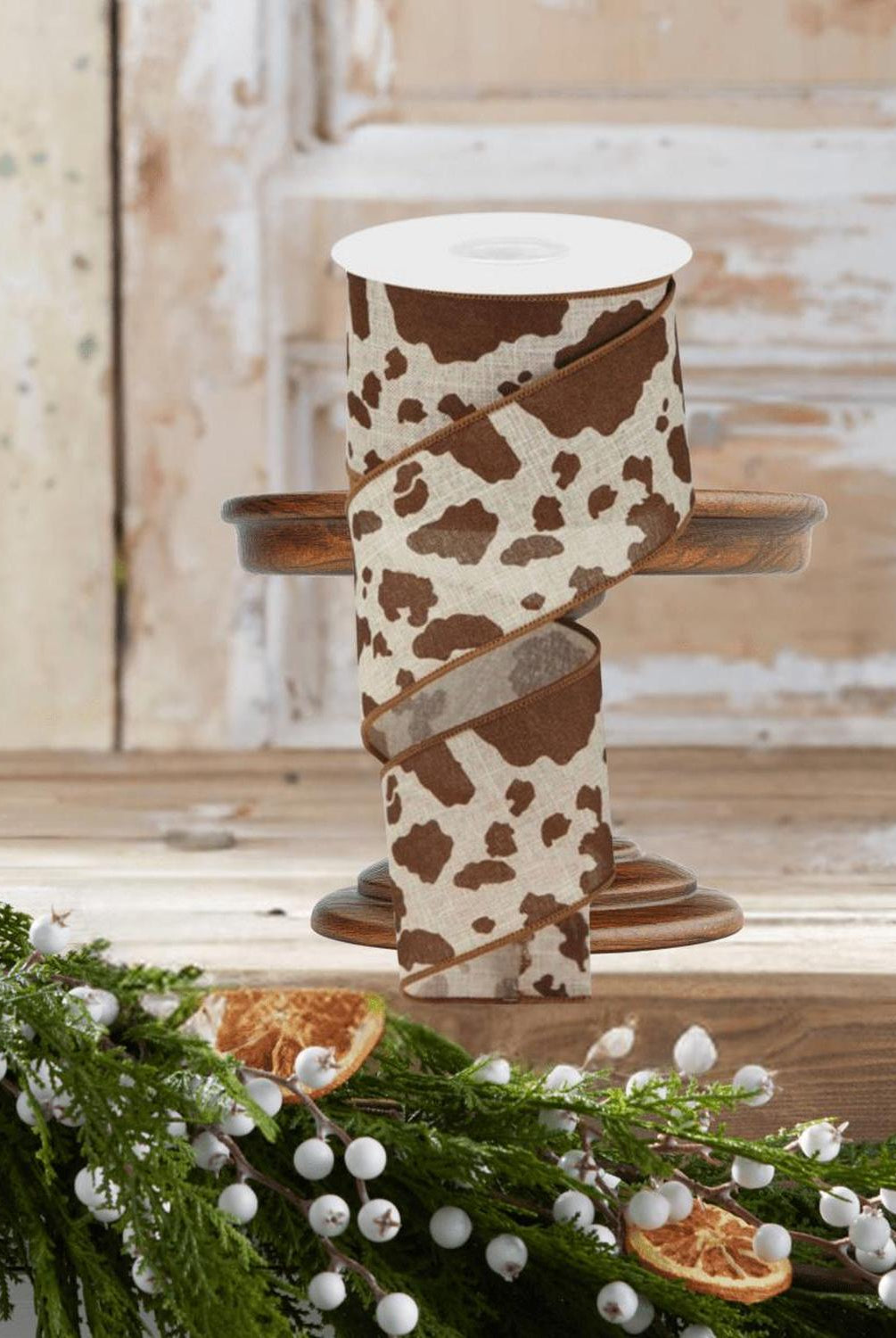 Shop For 2.5" Cowhide Print Ribbon: Natural & Brown (10 Yards)