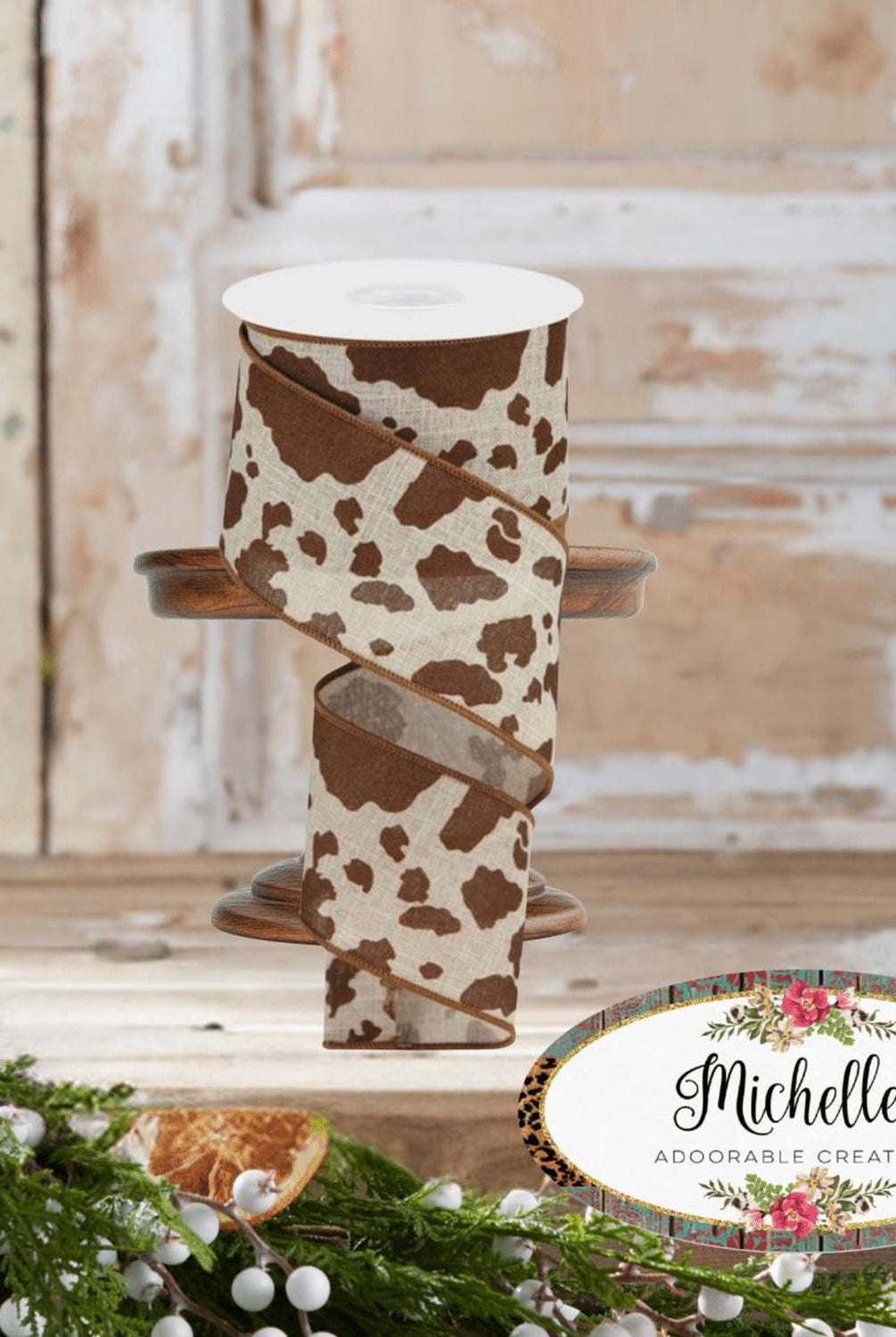 Shop For 2.5" Cowhide Print Ribbon: Natural & Brown (10 Yards)