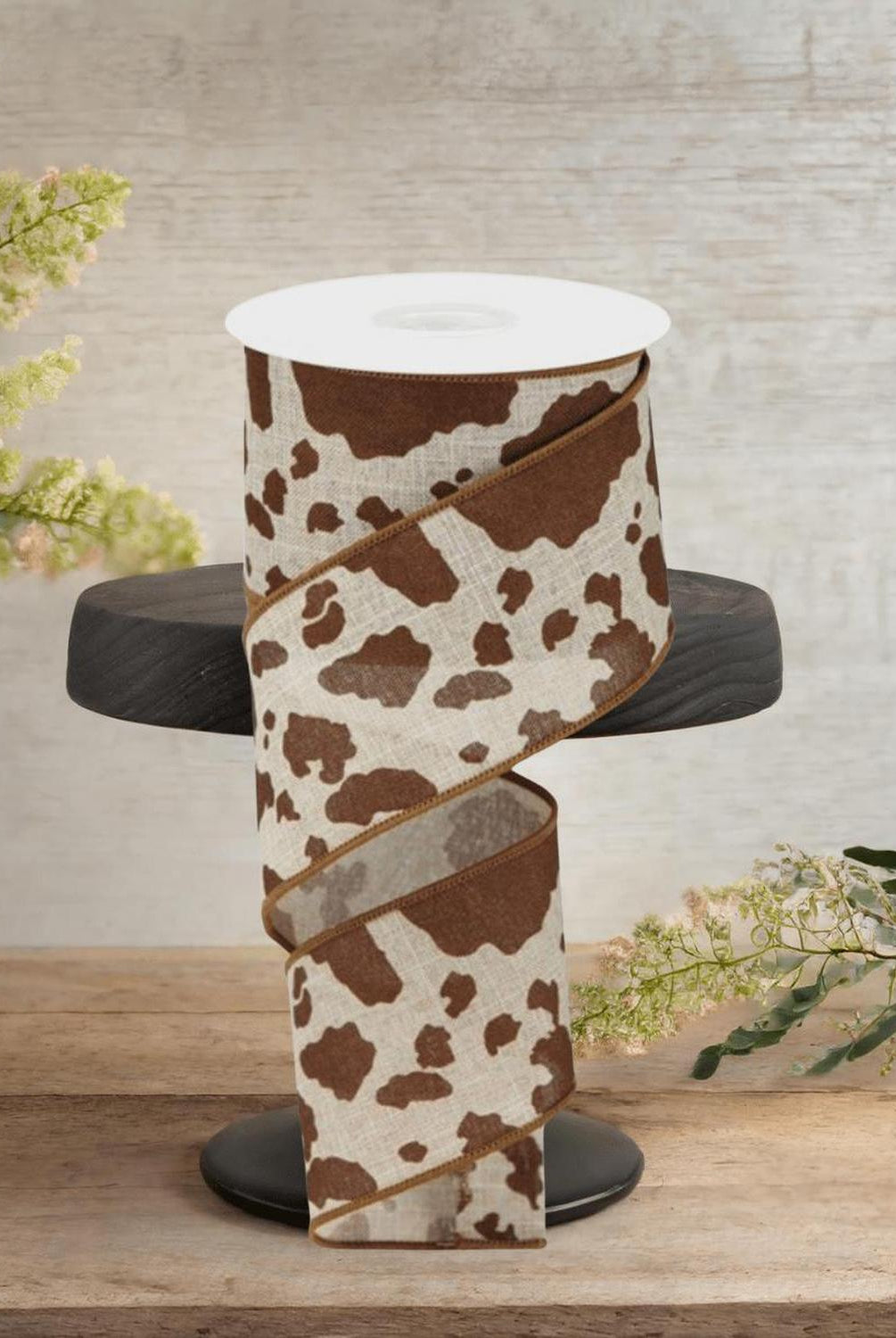 Shop For 2.5" Cowhide Print Ribbon: Natural & Brown (10 Yards)