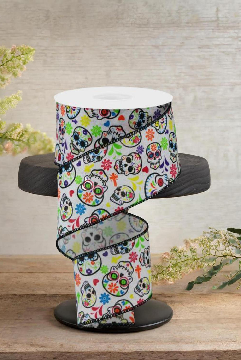 Shop For 2.5" Day of the Dead Ribbon: White (10 Yards)
