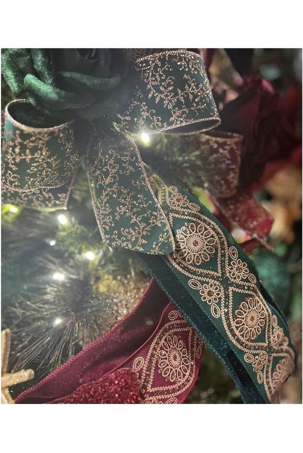 2.5" Deluxe Wavy Floral Ribbon: Hunt Green (10 Yards)