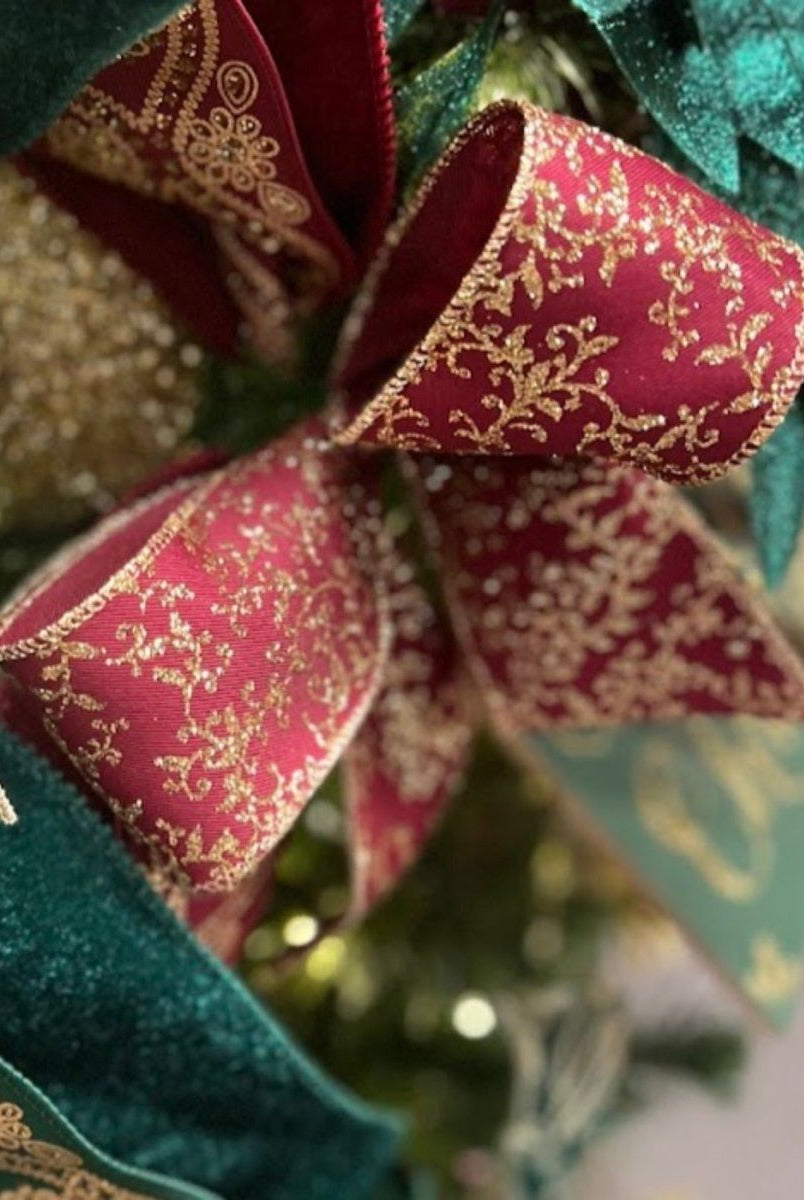 Shop For 2.5" Deluxe Wavy Floral Ribbon: Wine (10 Yards)