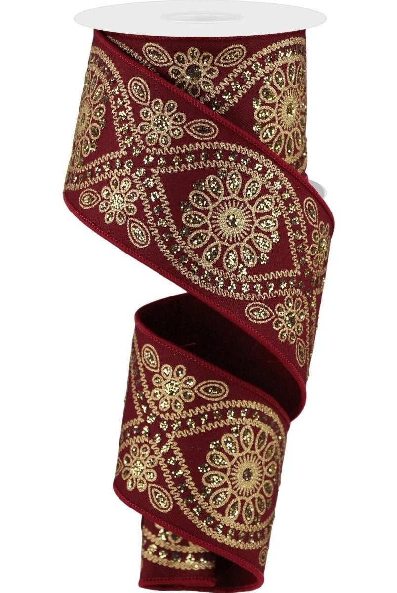 Shop For 2.5" Deluxe Wavy Floral Ribbon: Wine (10 Yards)