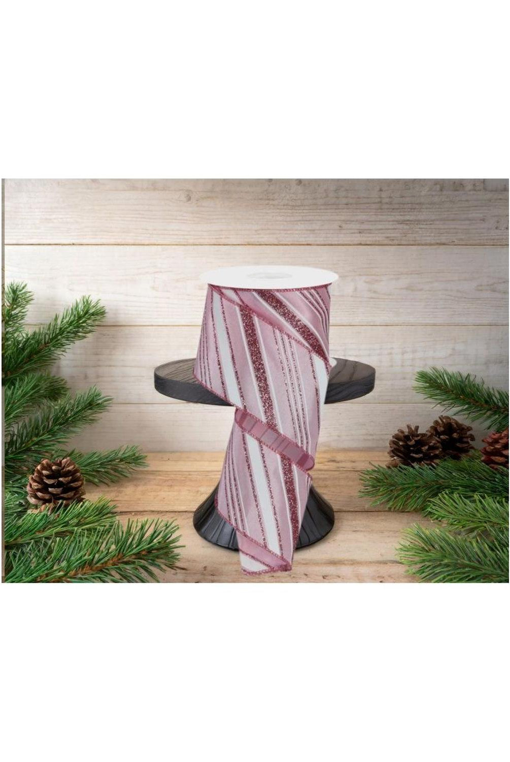 Shop For 2.5" Diagonal Line Glitter Ribbon: Pink (10 Yards)