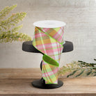 Shop For 2.5" Diagonal Plaid Fused Ribbon: Spring Green (10 Yards)