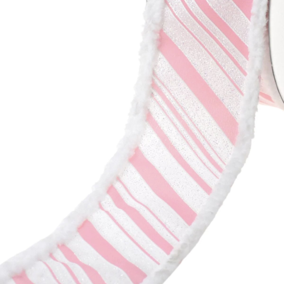 Shop For 2.5" Diagonal Stripe Snow Edge Ribbon: Pink & White (10 Yards)