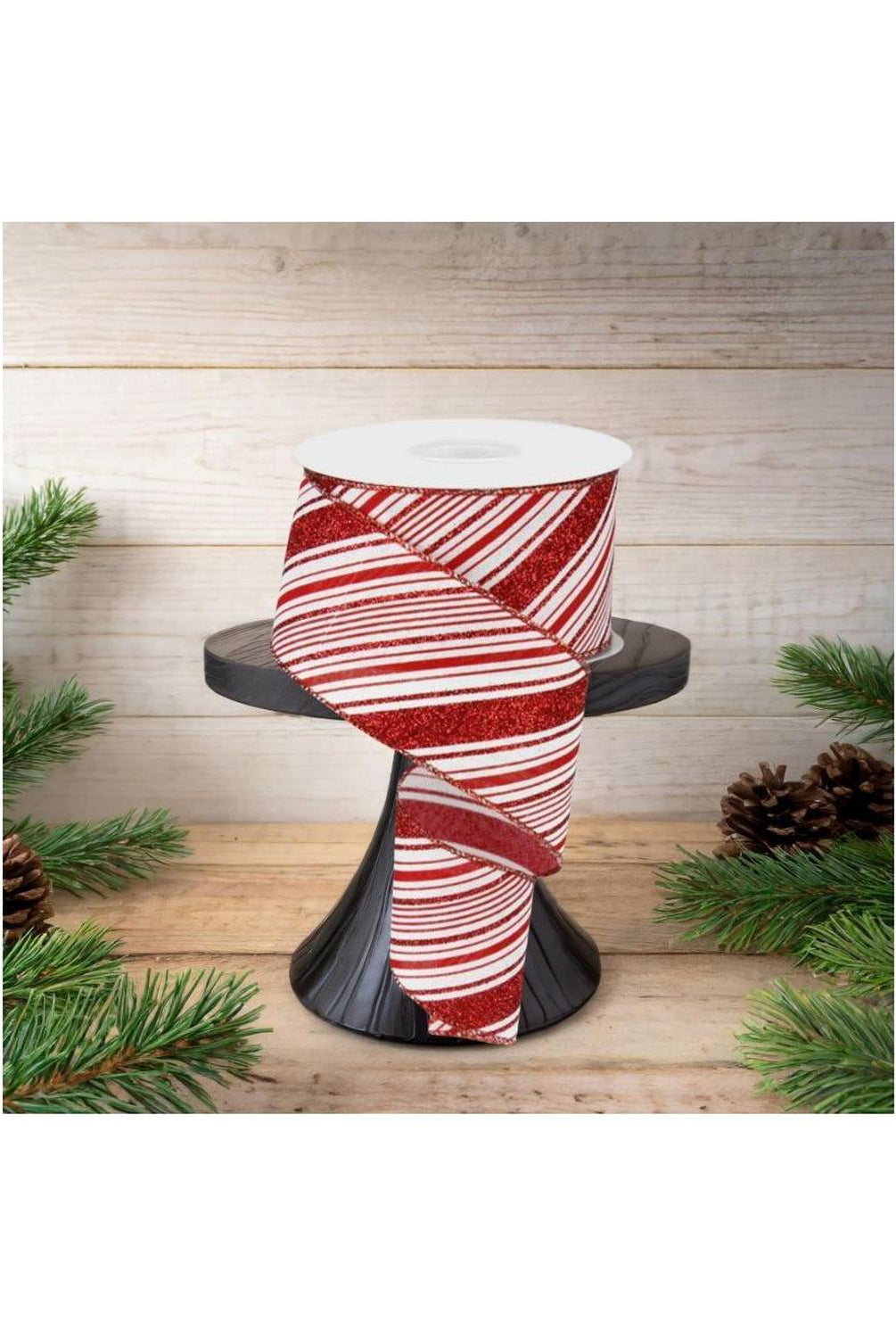 2.5" Diagonal Stripes Ribbon: Red (10 Yards)