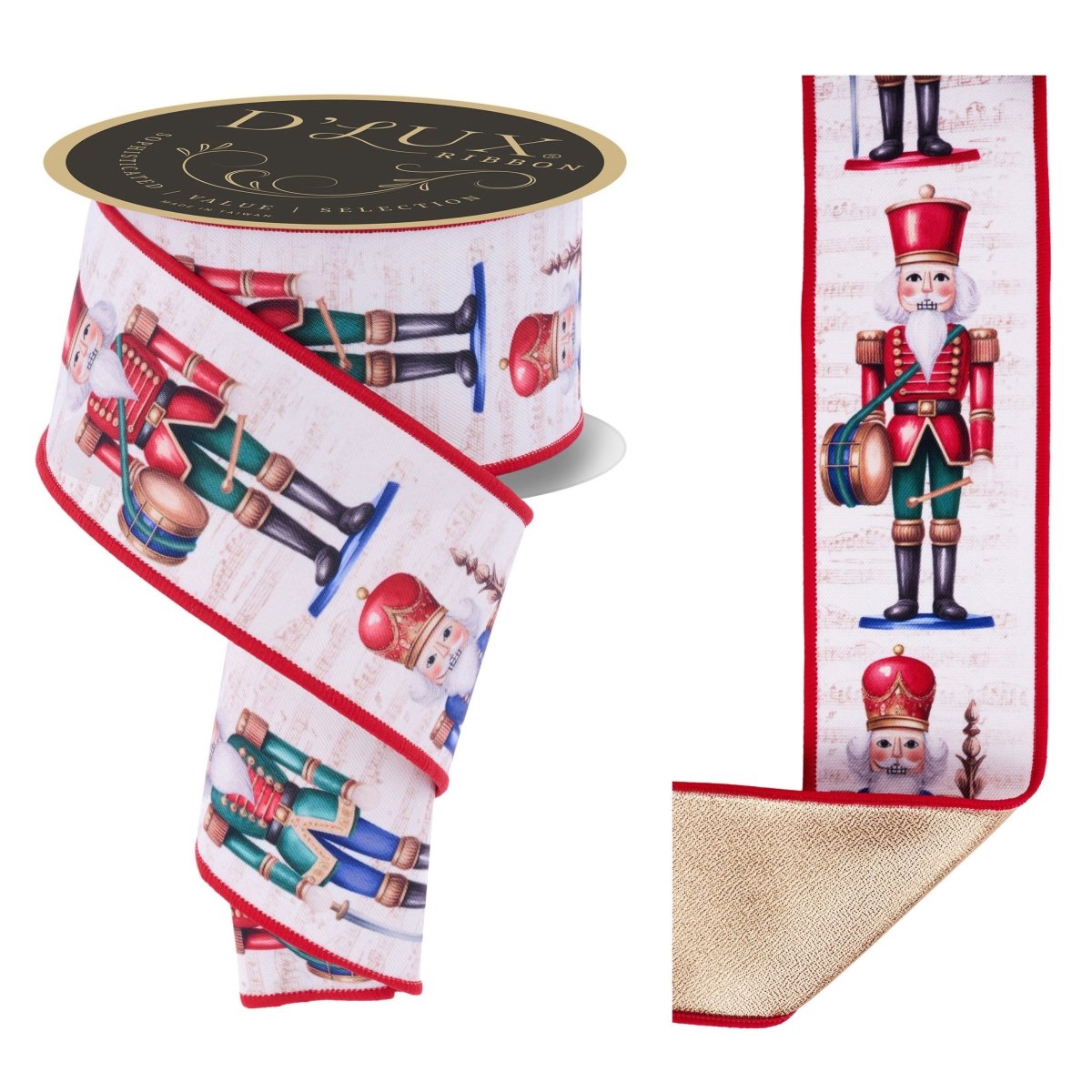 Shop For 2.5" D'Lux Nutcracker Fused Ribbon: Ivory/Red (10 Yards)