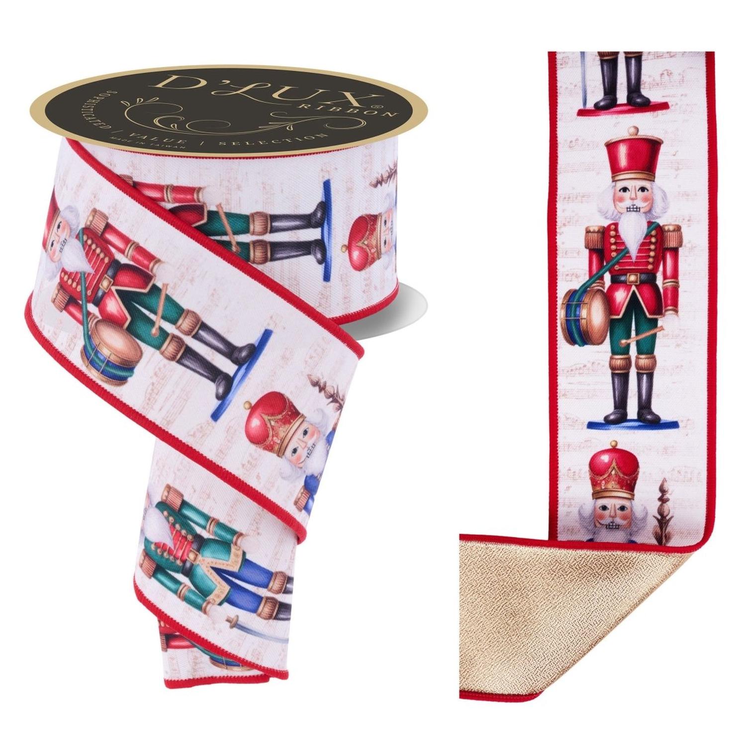 Shop For 2.5" D'Lux Nutcracker Fused Ribbon: Ivory/Red (10 Yards)