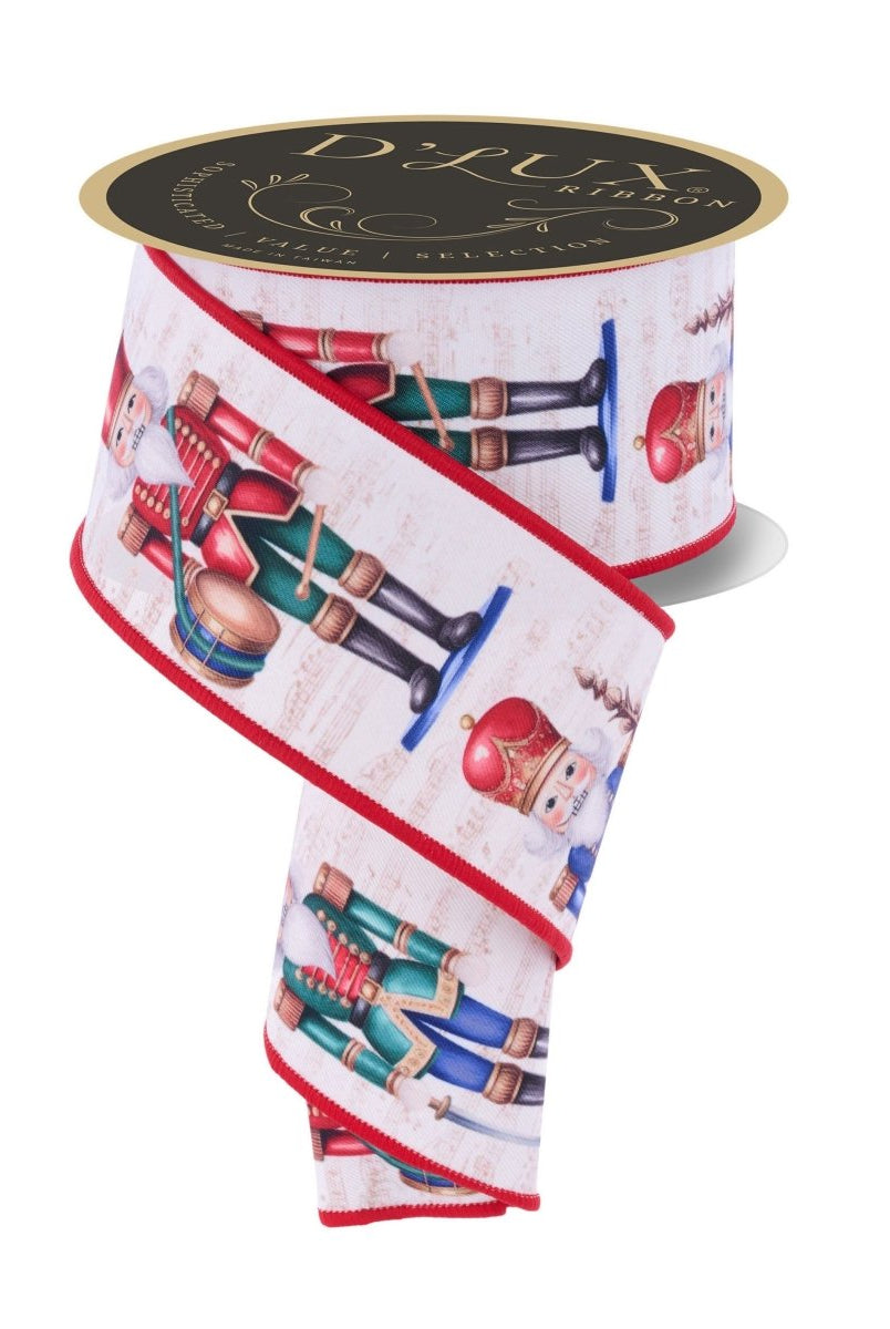 Shop For 2.5" D'Lux Nutcracker Fused Ribbon: Ivory/Red (10 Yards)