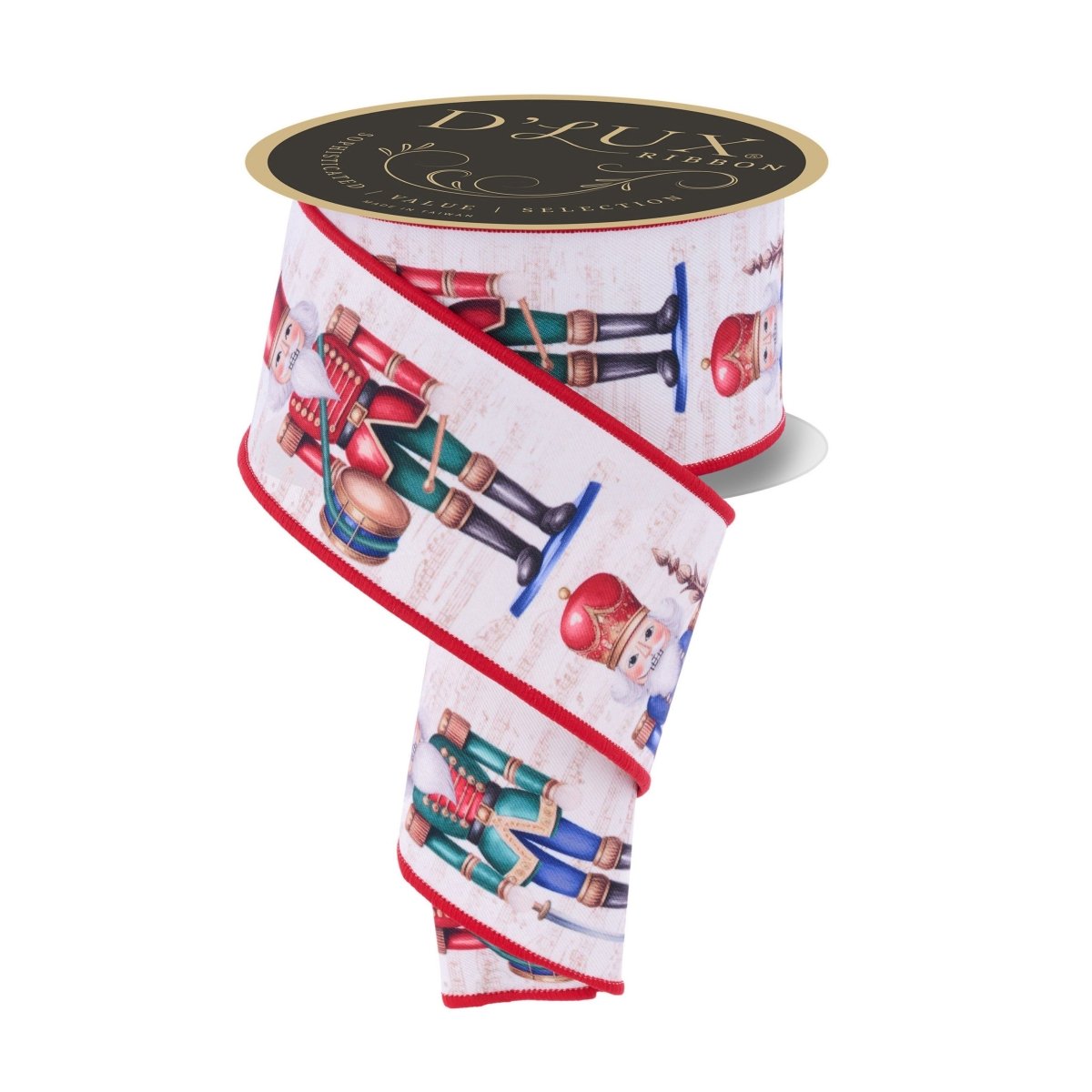 Shop For 2.5" D'Lux Nutcracker Fused Ribbon: Ivory/Red (10 Yards)