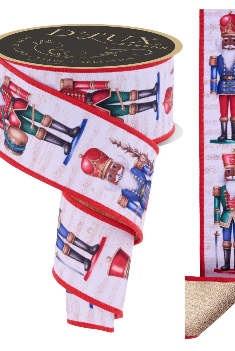 Shop For 2.5" D'Lux Nutcracker Fused Ribbon: White/Red (10 Yards)