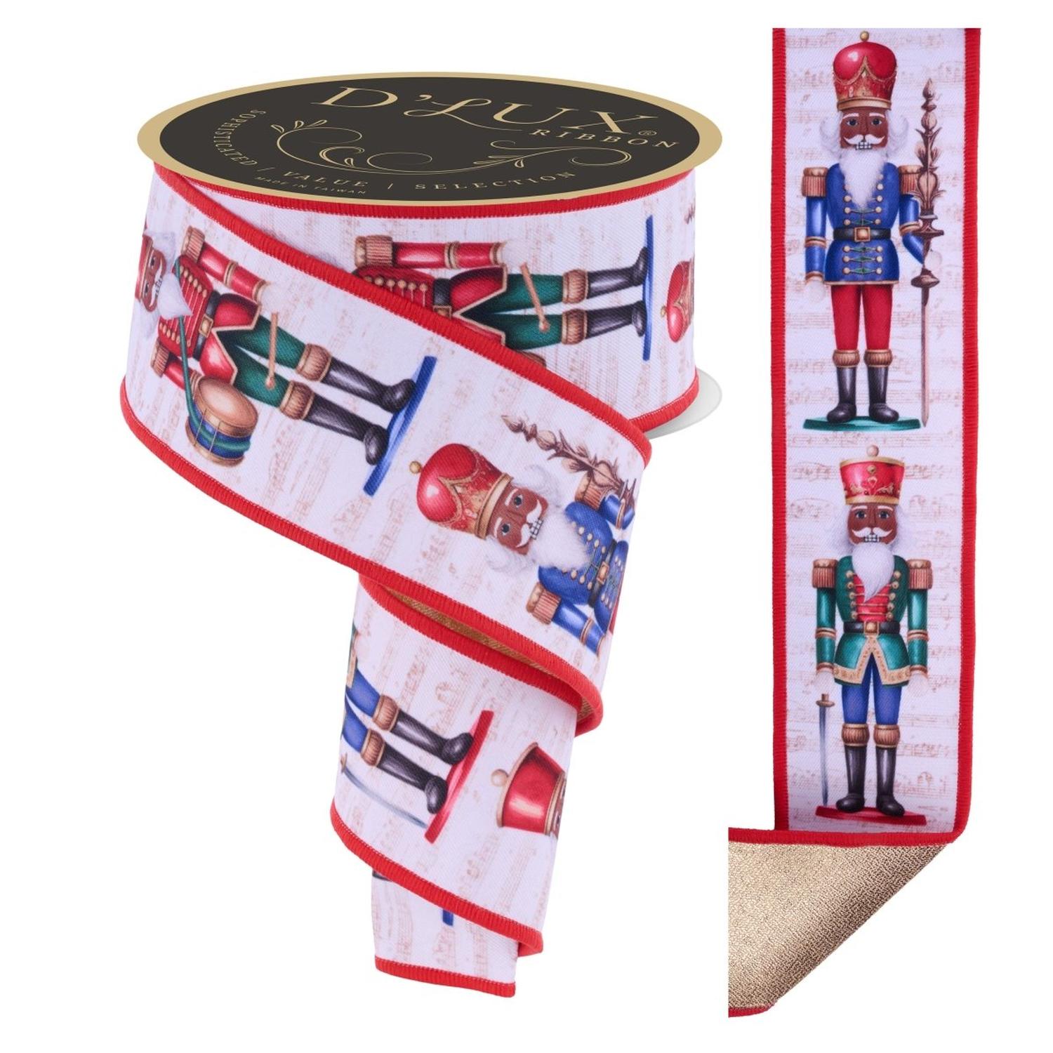 Shop For 2.5" D'Lux Nutcracker Fused Ribbon: White/Red (10 Yards)
