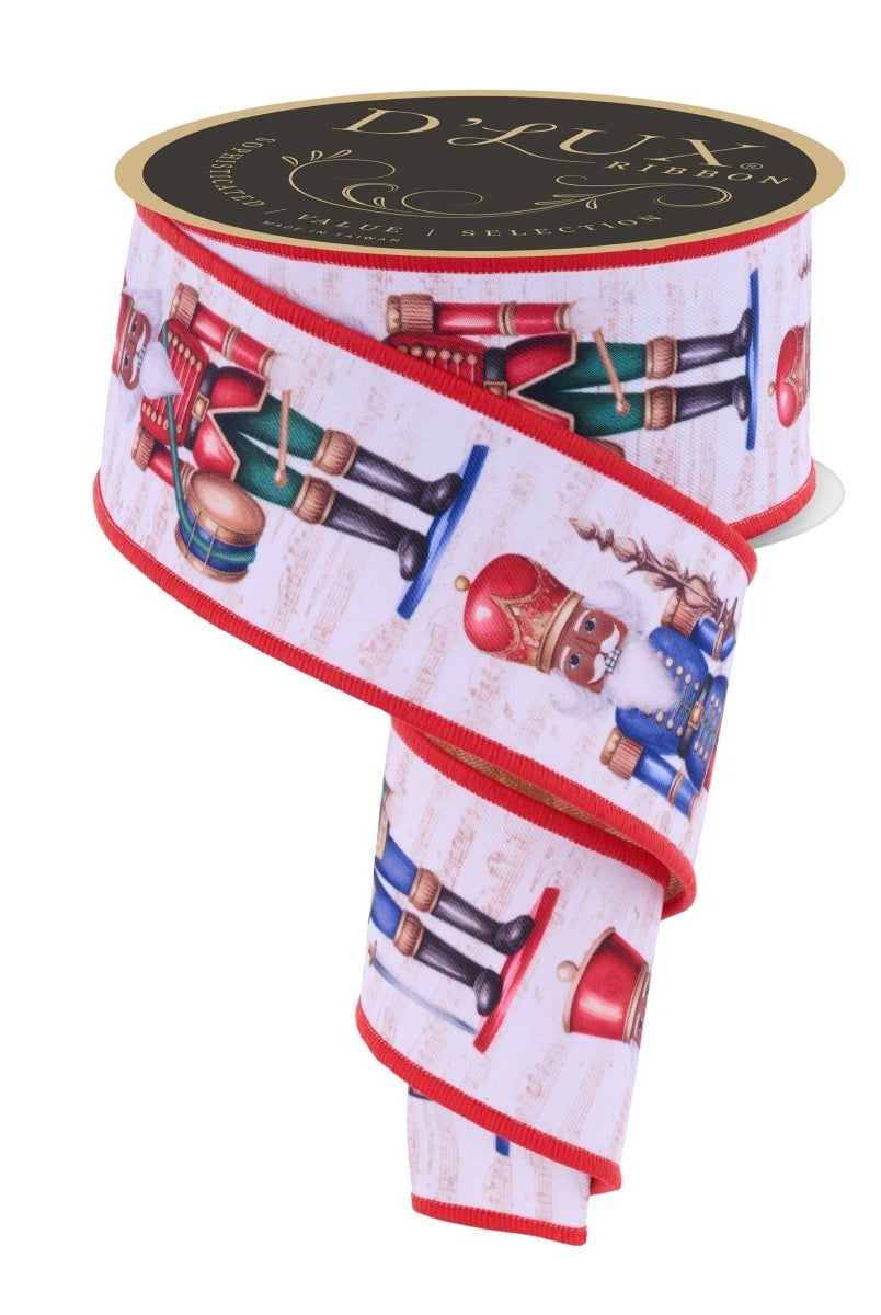 Shop For 2.5" D'Lux Nutcracker Fused Ribbon: White/Red (10 Yards)