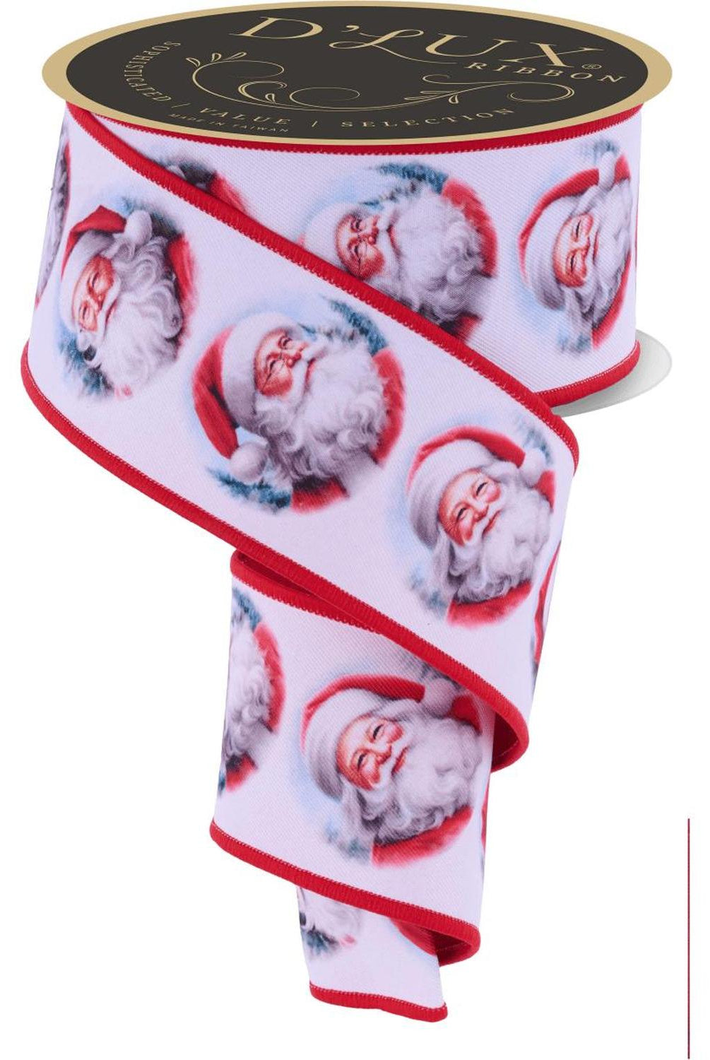 2.5" D'Lux Santa Fused Ribbon: White (10 Yards)