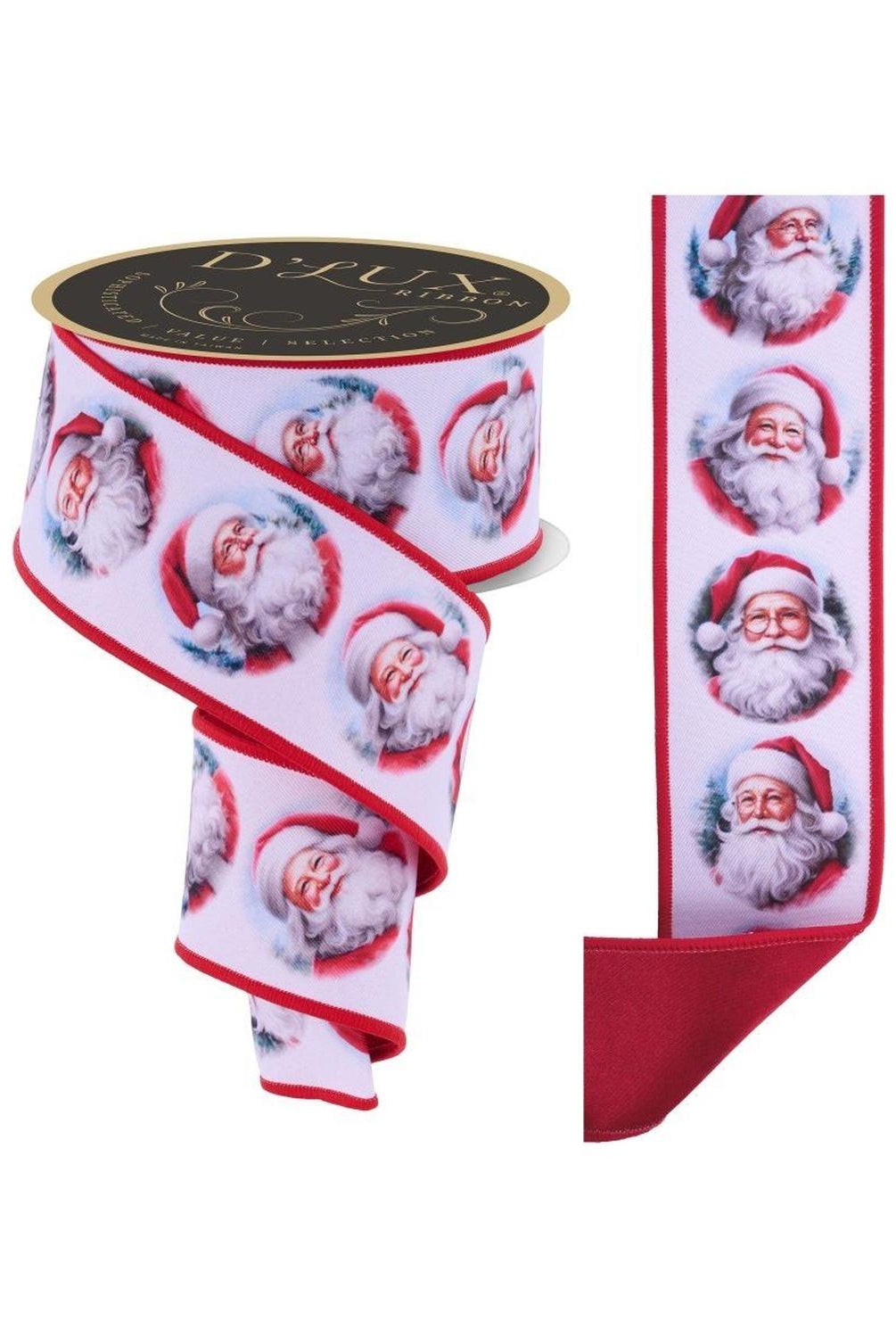 2.5" D'Lux Santa Fused Ribbon: White (10 Yards)