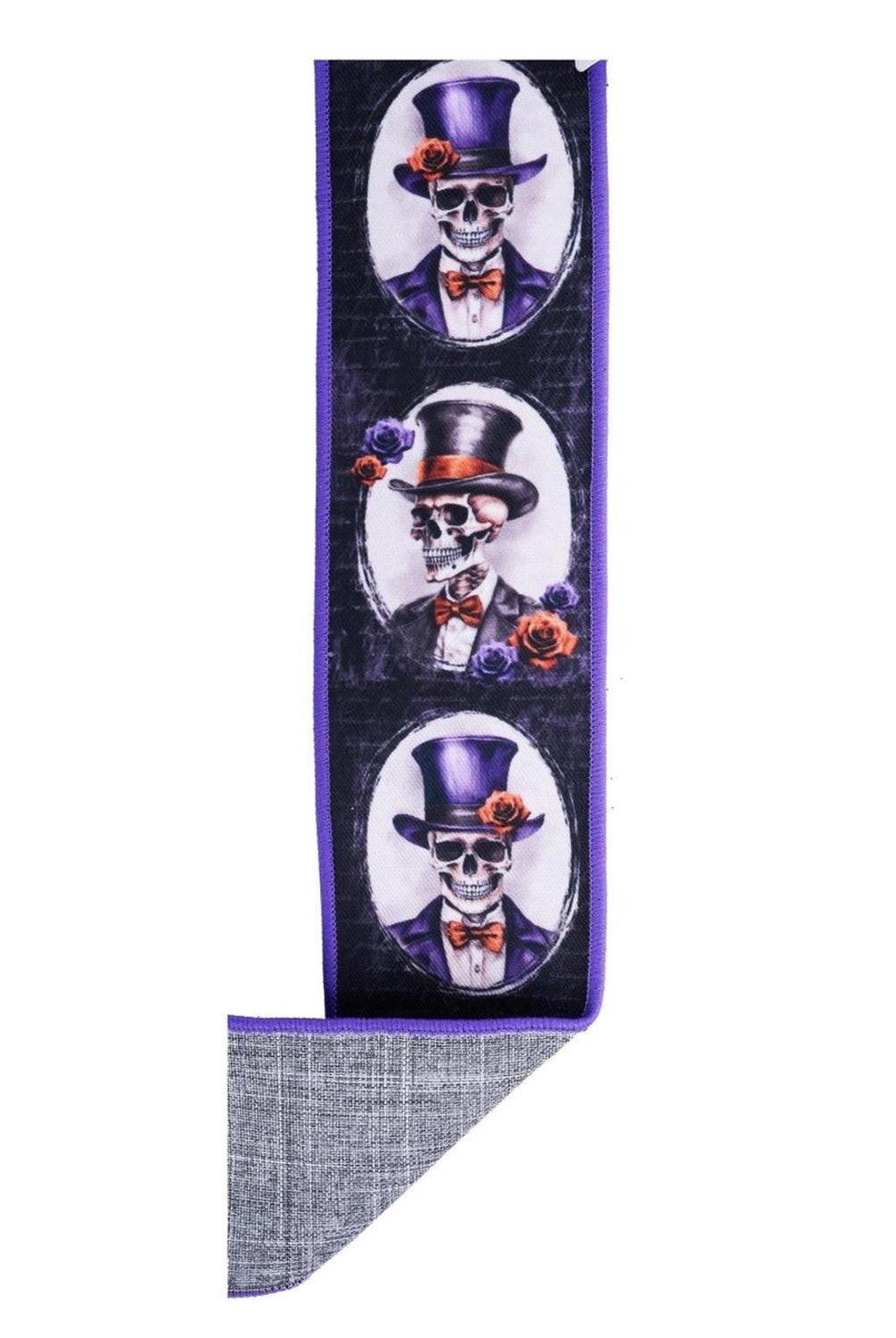2.5" D'Lux Skeleton Portraits Fused Ribbon: Purple (10 Yards)