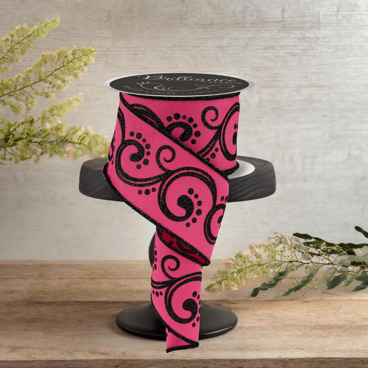 Shop For 2.5" D'Lux Swirl Design Ribbon: Hot Pink (10 Yards)