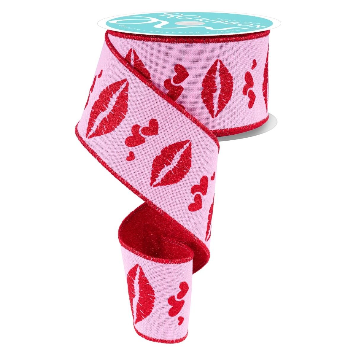 Shop For 2.5" Double Layer Bold Lips Ribbon: Pink/Red (10 Yards) at Michelle's aDOORable Creations