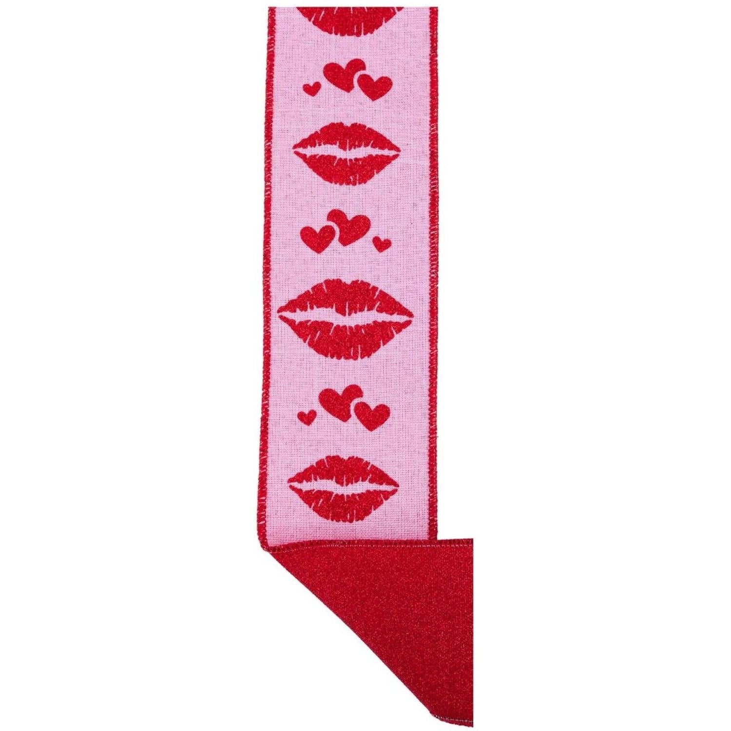 2.5" Double Layer Bold Lips Ribbon: Pink/Red (10 Yards)