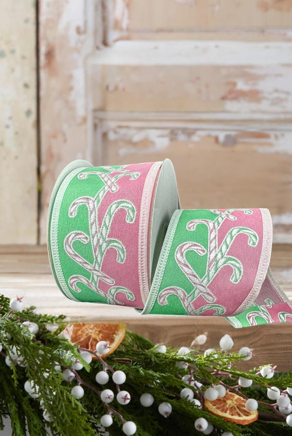 2.5" Dual Glitter Candy Ribbon: Pink/Mint (10 Yards)