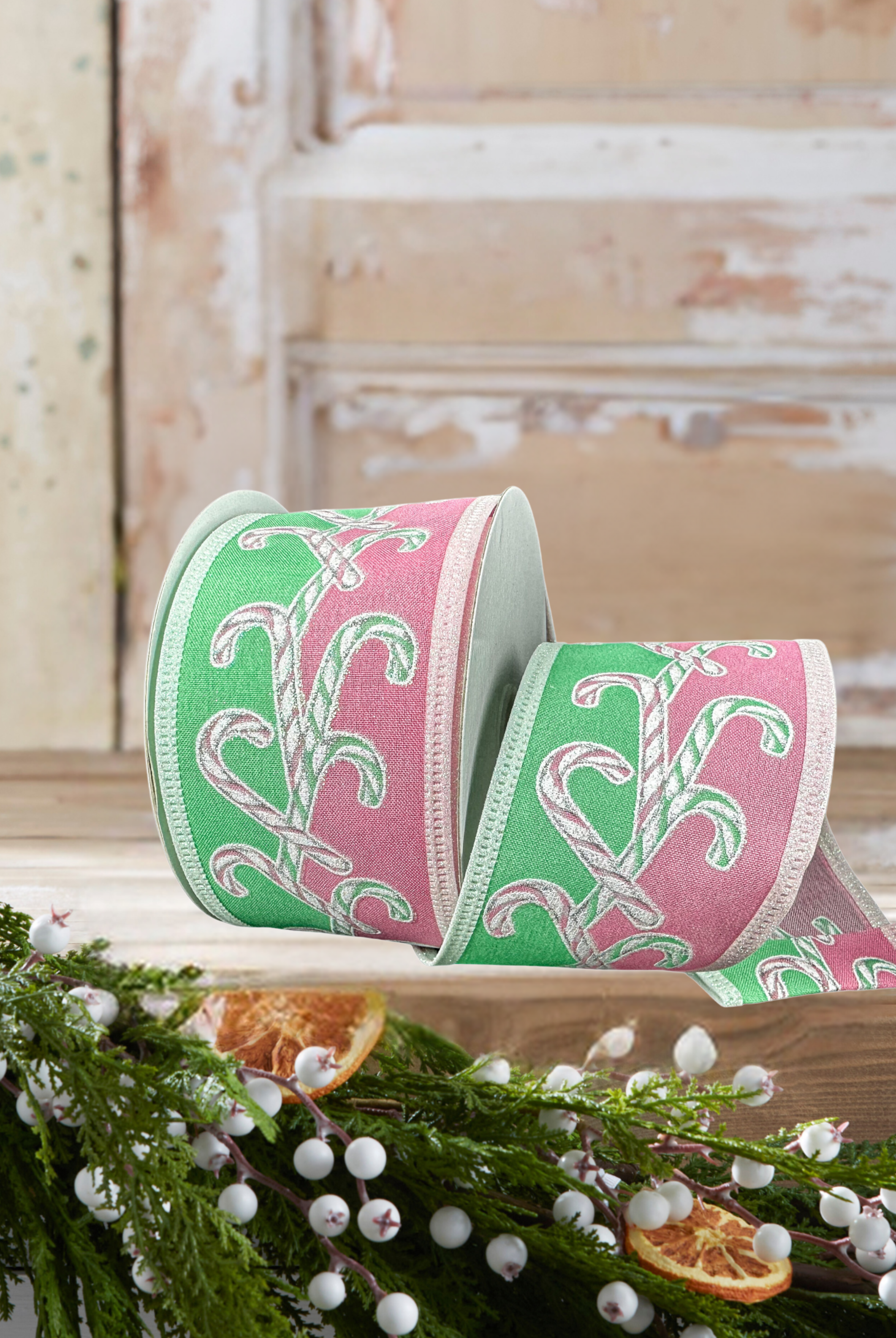 Shop For 2.5" Dual Glitter Candy Ribbon: Pink/Mint (10 Yards)