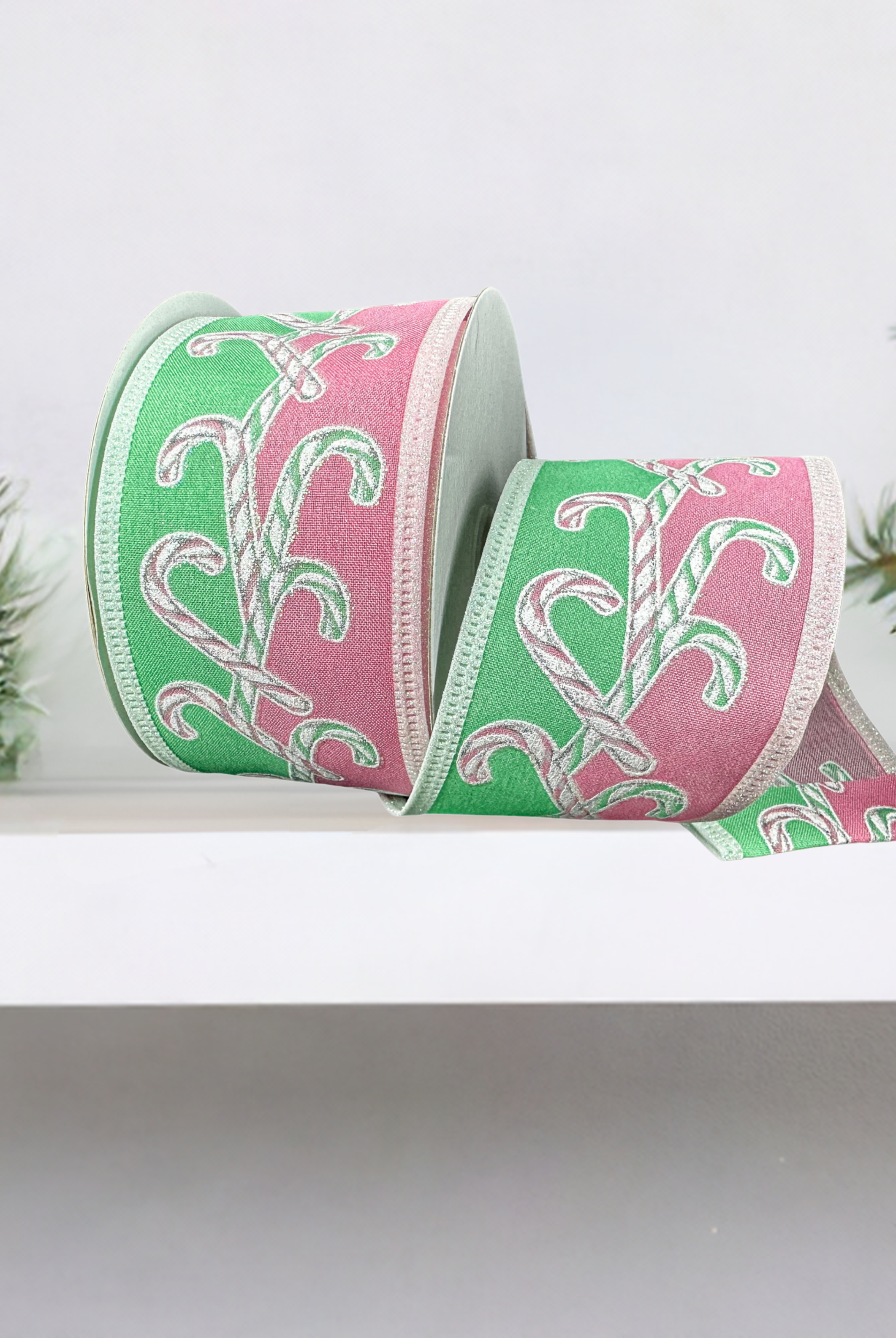 Shop For 2.5" Dual Glitter Candy Ribbon: Pink/Mint (10 Yards)