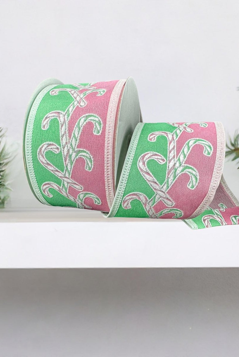 Shop For 2.5" Dual Glitter Candy Ribbon: Pink/Mint (10 Yards)