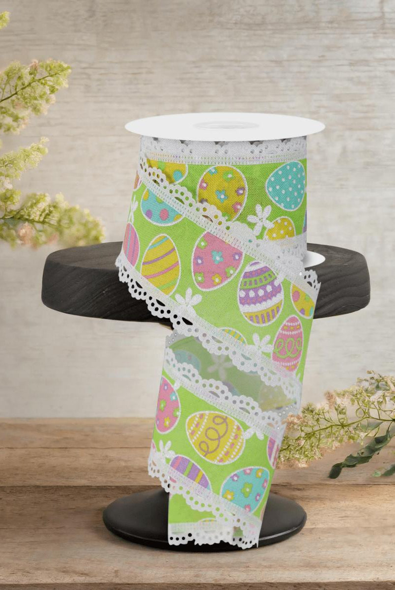 Shop For 2.5" Easter Egg Lace Ribbon: Green (10 Yards)