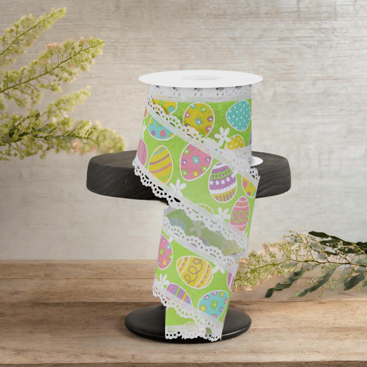 Shop For 2.5" Easter Egg Lace Ribbon: Green (10 Yards)