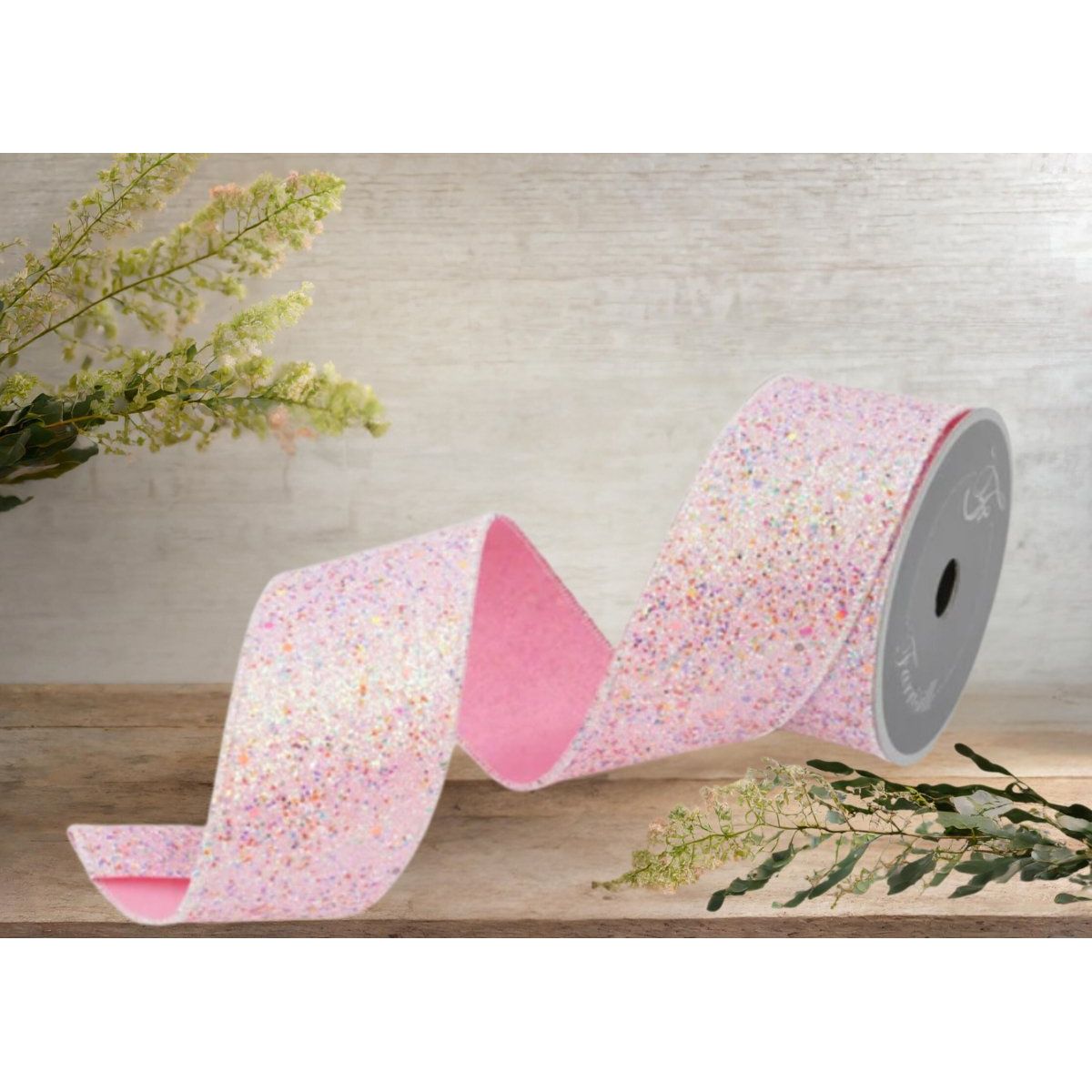 Shop For 2.5" Fairy Dust Ribbon: Pink (10 Yards) at Michelle's aDOORable Creations