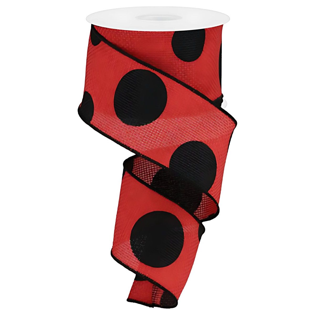 Shop For 2.5" Faux Burlap Giant Polka Dot Ribbon: Red & Black (10 Yards)