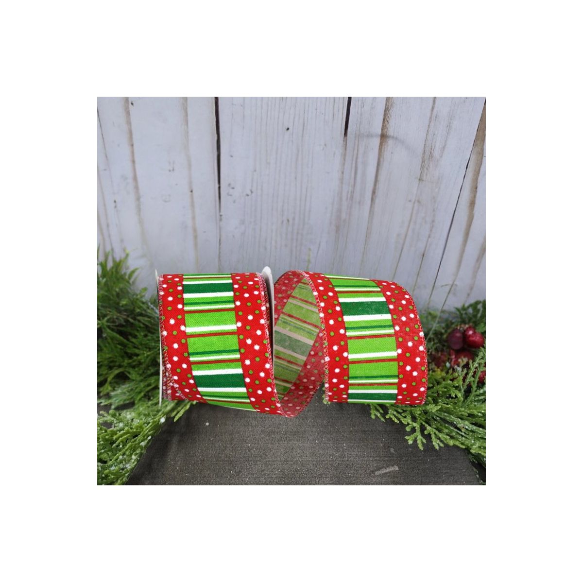 Shop For 2.5" Festive Dots Ribbon: Red/Green (10 Yards)