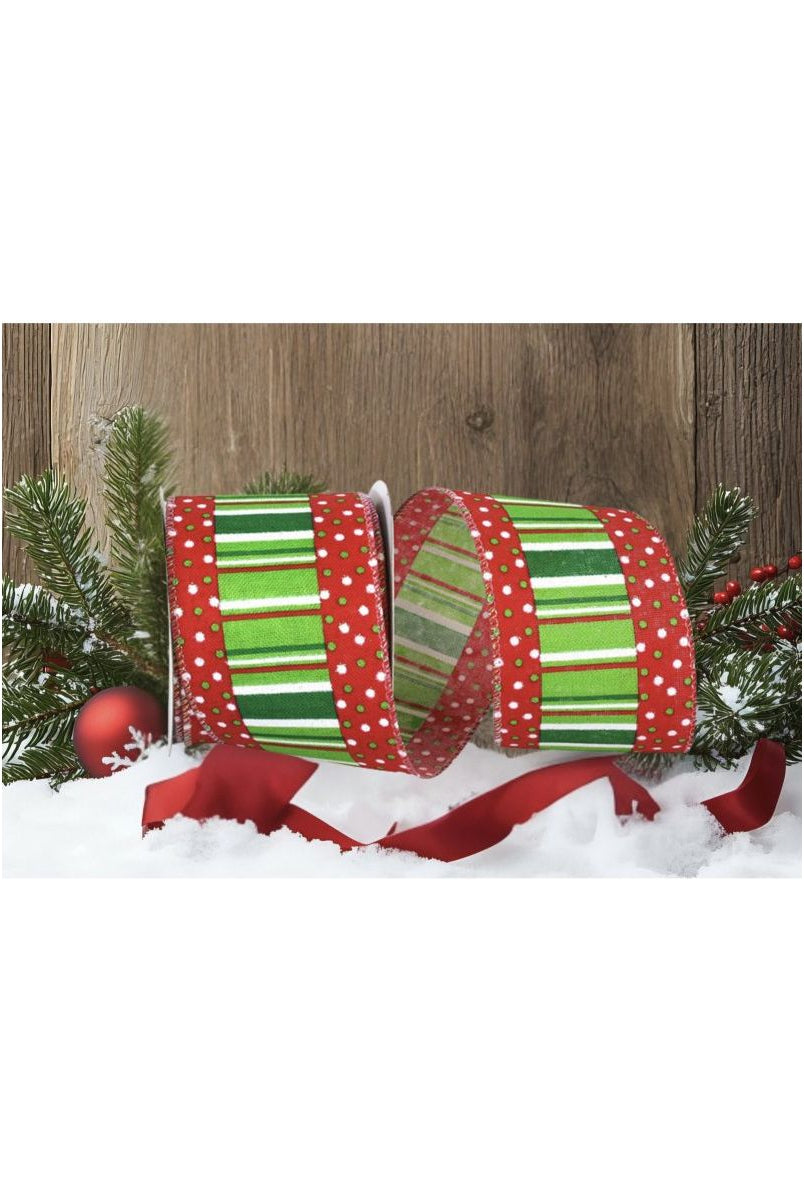 Shop For 2.5" Festive Dots Ribbon: Red/Green (10 Yards)