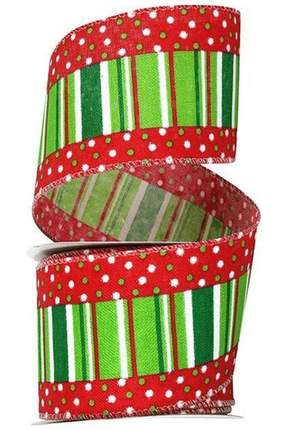 2.5" Festive Dots Ribbon: Red/Green (10 Yards)