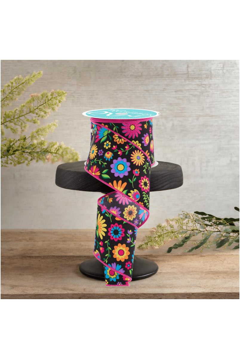 Shop For 2.5" Fiesta Florals Ribbon: Black (10 Yards)