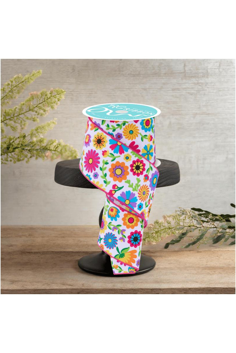Shop For 2.5" Fiesta Florals Ribbon: White (10 Yards)
