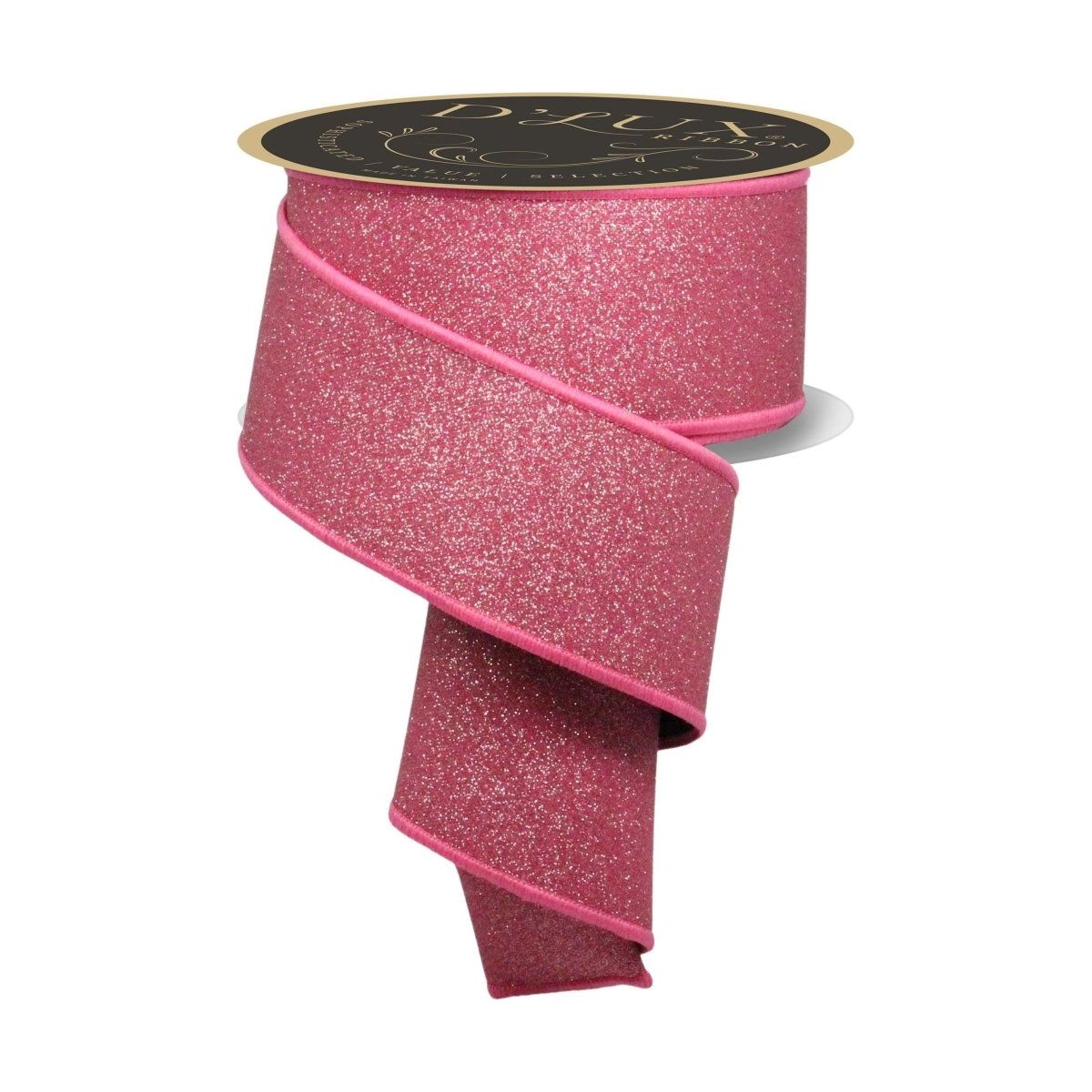Shop For 2.5" Fine Glitter Fused Back Ribbon: Fuchsia/Black (10 Yards)
