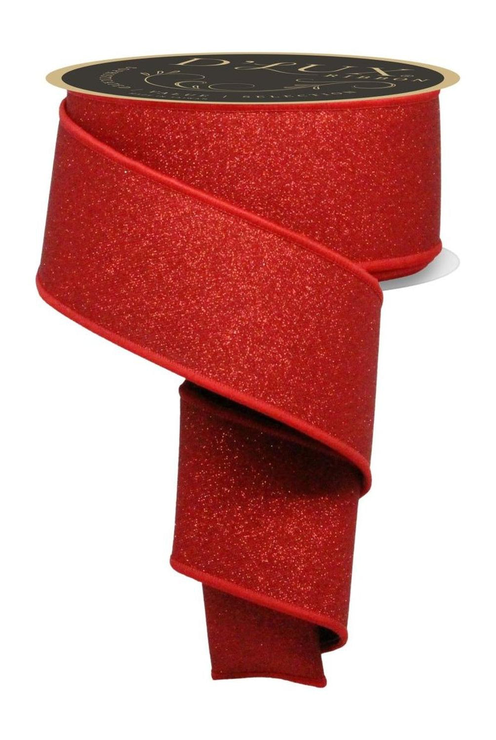 2.5" Fine Glitter Fused Back Ribbon: Red/Black (10 Yards)