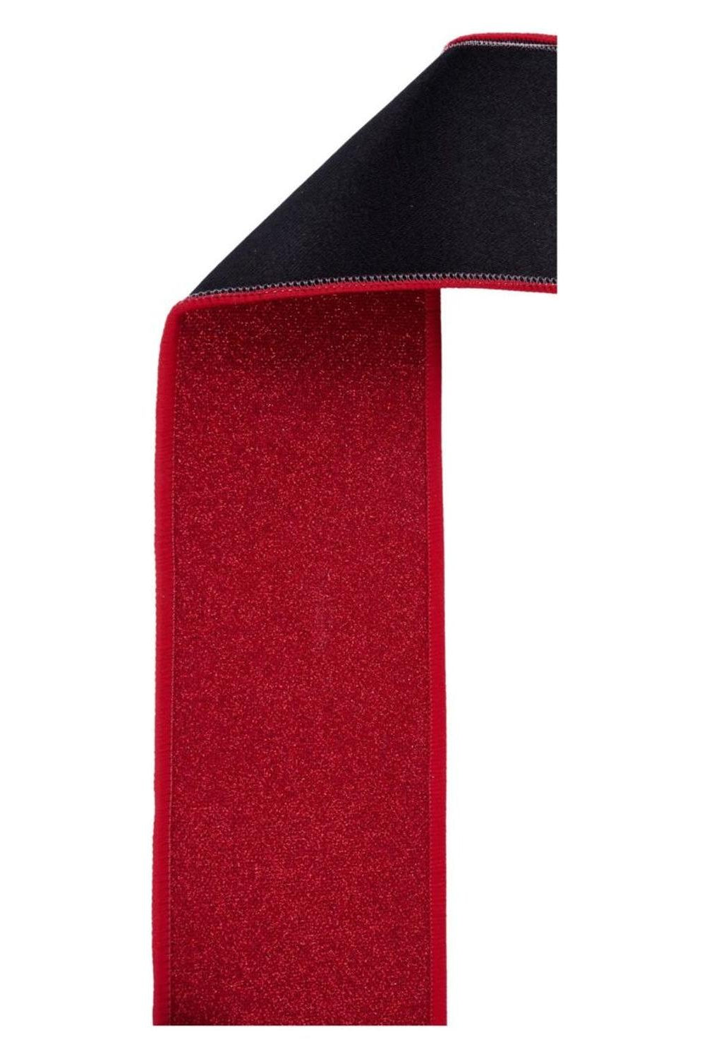 2.5" Fine Glitter Fused Back Ribbon: Red/Black (10 Yards)