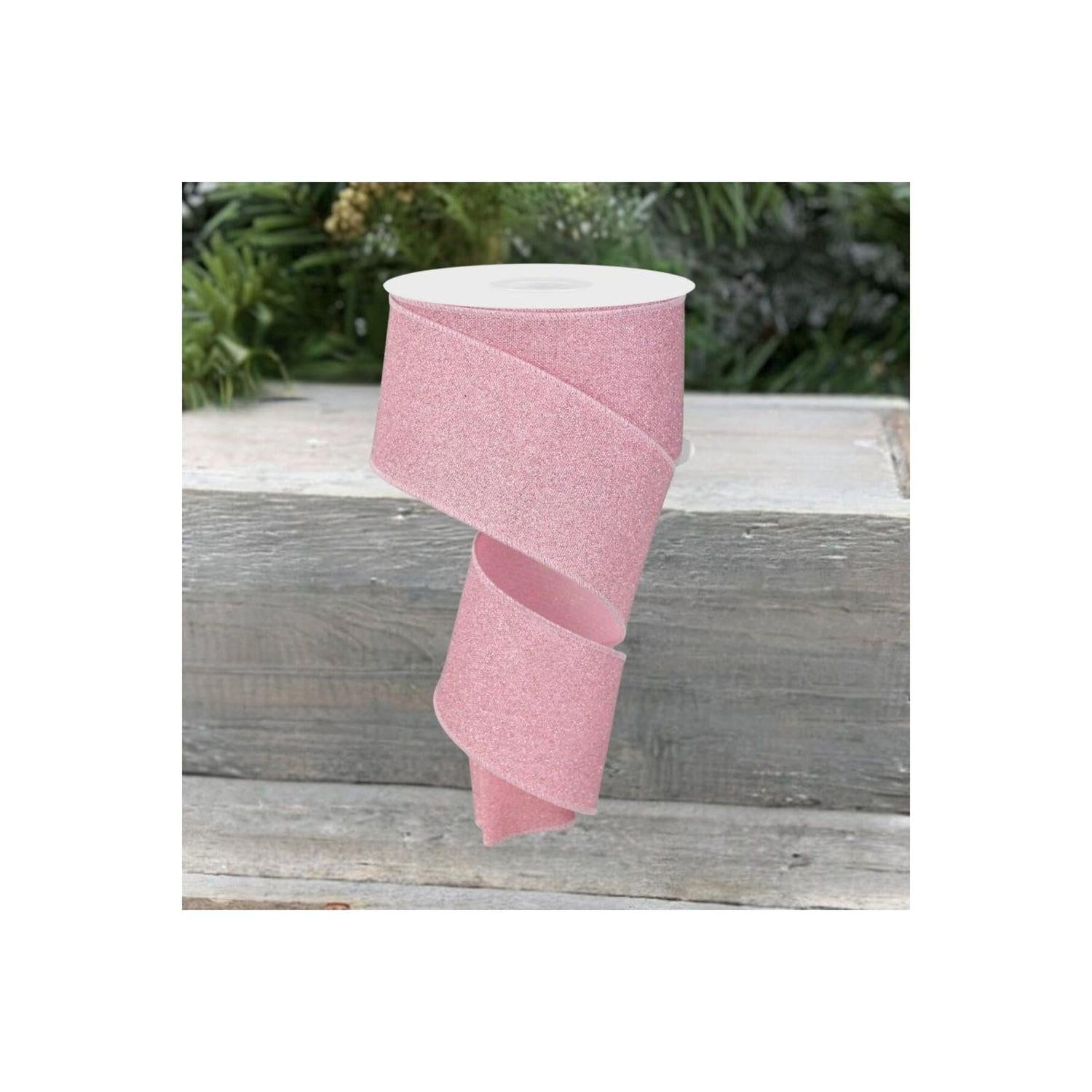 Shop For 2.5" Fine Glitter On Faux Royal: Light Pink (10 Yards)